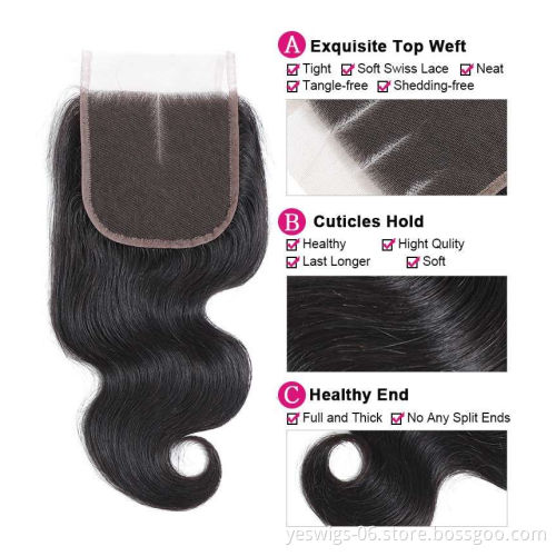 Brazilian Body Wave Hair 4 Bundles with Closure Remy Human Hair Weave Bundles With Closure Natural Color
